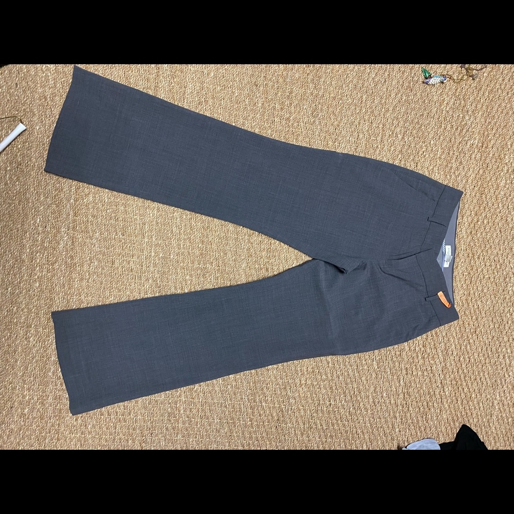 Banana Republic; gray slacks